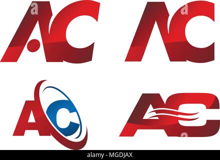 Letter AC Gear Template Set Stock Vector