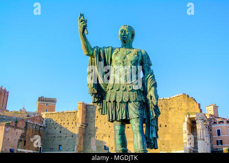 statue of Caesar at trajan's markets, rome, italy Stock Photo
