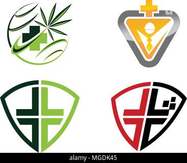 Health Center Template Set Stock Vector