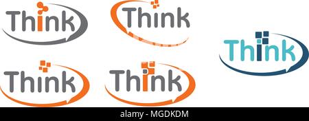 Think Communication Apps Technology Word Set Stock Vector