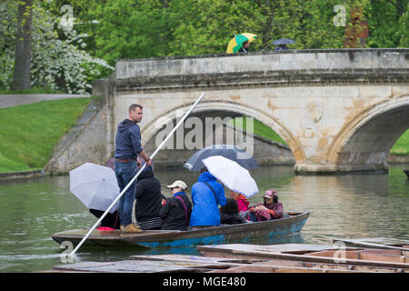 Punting on the River Cam in Cambridge in the rain.
