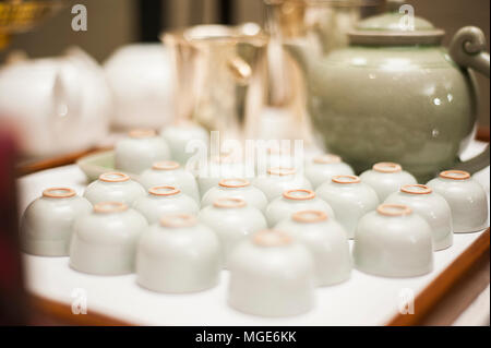 Set of ceramic cup and tea pot in chinese traditional style Stock Photo
