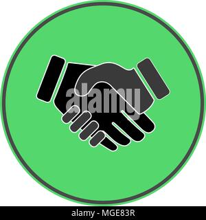 Handshake flat design long shadow icon. Business partnership. Negotiations. Vector silhouette symbol eps 10 Stock Vector