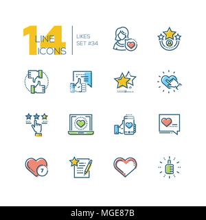 Likes - set of line design style icons Stock Vector