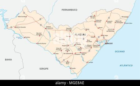 alagoas road vector map, brazil Stock Vector