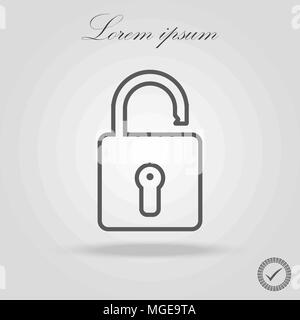 Padlock sign line vector icon. Open lock sign icon. Protection sign. Password symbol. Unlock symbol.eps 10 Stock Vector