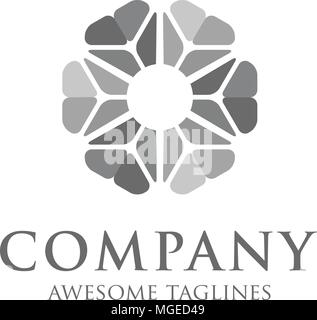 Vector flower ornamental symbols Geometric logo template Stock Vector