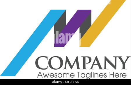 creative simple letter AW logo flat color,letter MW logo design Stock Vector
