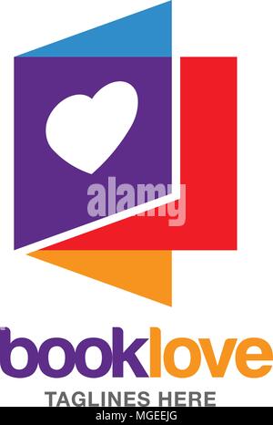 Creative book lover vector logo, book and heart logo, Book Store and library vector logo design. Learning study idea icon, education Vector illustration Stock Vector