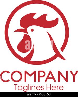 roosters icons, Chicken heads with circle logo vector, Design elements for logo, label, emblem, sign, brand mark, Vector illustration Stock Vector