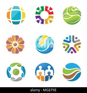 abstract circle  logo design. green logo.social logo icon, abstract tech circle logo Stock Vector
