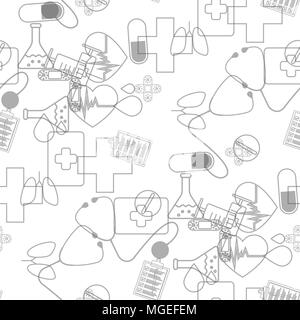 medical icons seamless pattern. Vector Illustration eps 10.eps 10 Stock Vector