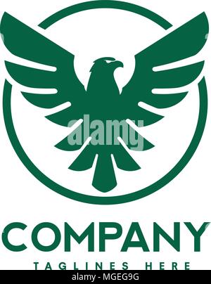 eagle bird with circle logo, creative hawk logotype, phoenix bird illustration logo Stock Vector