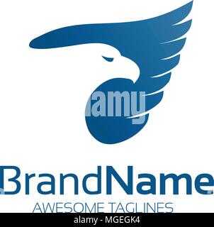 creative hidden object blue eagle, hawk logo, bird logo vector Stock Vector