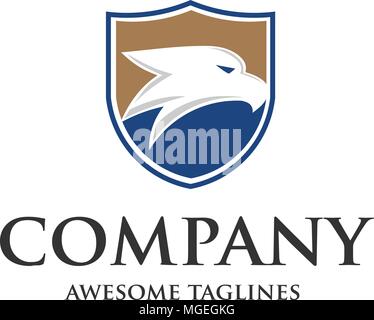 simple creative eagle with Shield logo Vector design Stock Vector