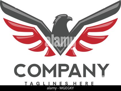 eagle bird logo vector, creative hawk logotype, phoenix bird illustration logo Stock Vector