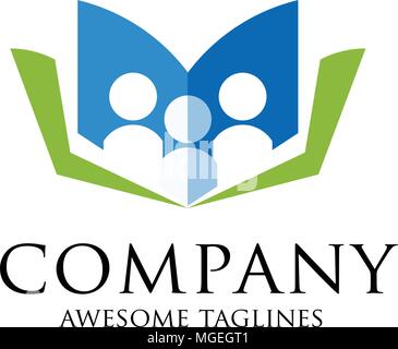 Education vector logo template open book and human. Education logo open book Stock Vector