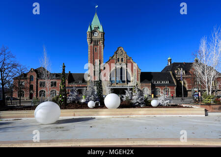 The Railway Station building, Colmar town, Alsatian wine area, Alsace, France, Europe Stock Photo