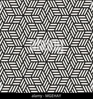Vector seamless abstract pattern. Modern stylish lattice texture. Repeating geometric background. Cubes with mosaic faces. Stock Vector