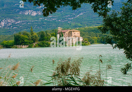 Castel Toblino at lake Lago di Toblino Stock Photo