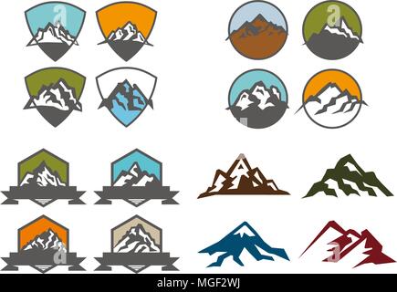 Mountain Design Template Set Stock Vector