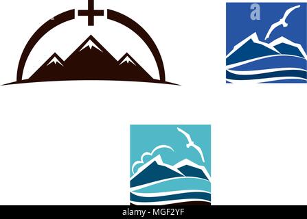 Mountain Design Template Set Stock Vector