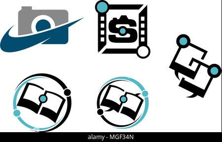 Photography Education Sharing Service Set Stock Vector