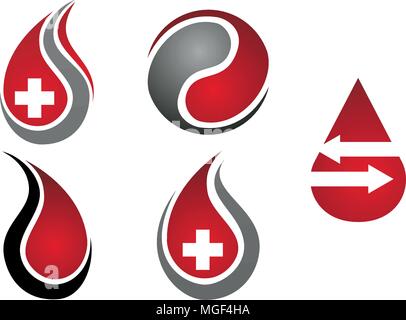 Blood with Cross Health Set Stock Vector