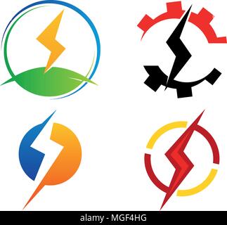 Bolt Electricity Center Set Stock Vector