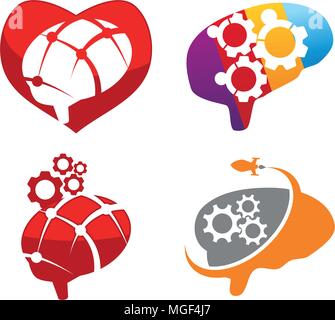 Brain Vector Template Set Stock Vector