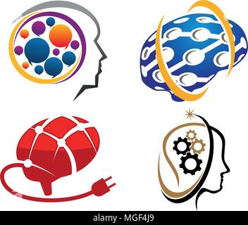 Brain Vector Template Set Stock Vector