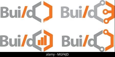 Build Technology Template Set Stock Vector