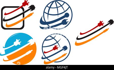 World Computer Cable Set Stock Vector