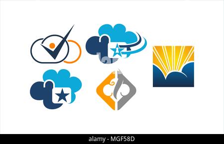Cloud Solution Template Set Stock Vector