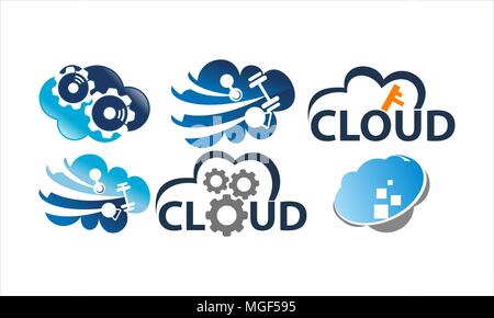 Cloud Solution Template Set Stock Vector