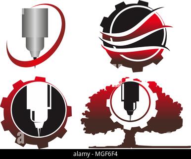 Engrave CNC Service Template Set Stock Vector