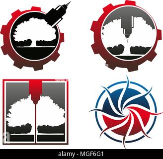 Engrave CNC Service Template Set Stock Vector