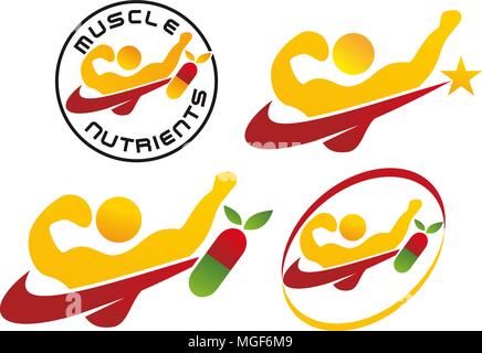 Fitness Icon Template Set Stock Vector