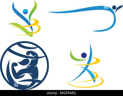 Fitness Freedom Template Set Stock Vector