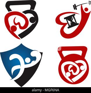 Fitness Solution Template Set Stock Vector