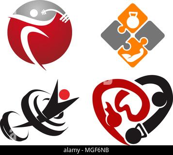 Fitness Solution Template Set Stock Vector