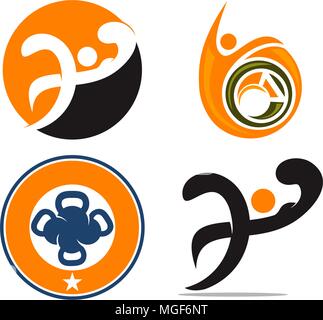 Fitness Solution Template Set Stock Vector