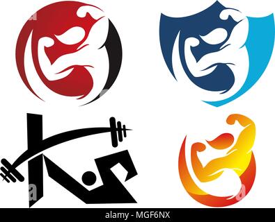 Fitness Solution Template Set Stock Vector
