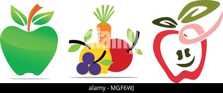 Fruit Vegetable Template Set Stock Vector