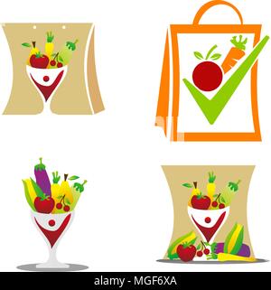 Fruit Vegetable Store Template Set Stock Vector