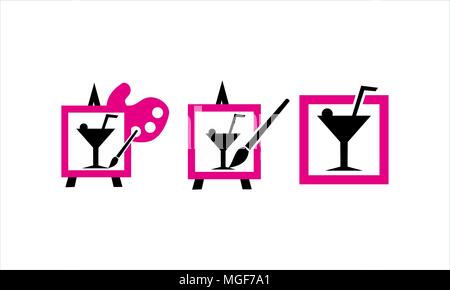 Cocktail Canvas Studio Set Stock Vector