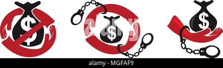 Stop Corruption Template Set Stock Vector