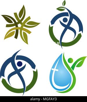 Healthy Holistic Center Template Set Stock Vector