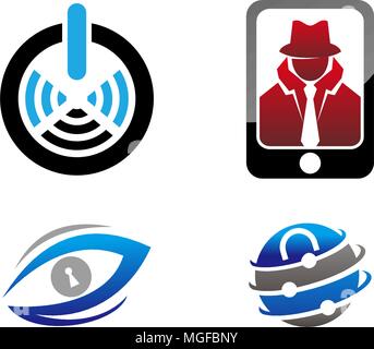 Global Secure Technology Set Stock Vector
