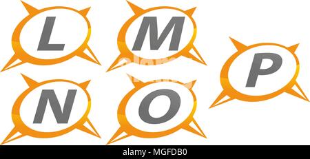 Compass Guide Solution Template Set Stock Vector